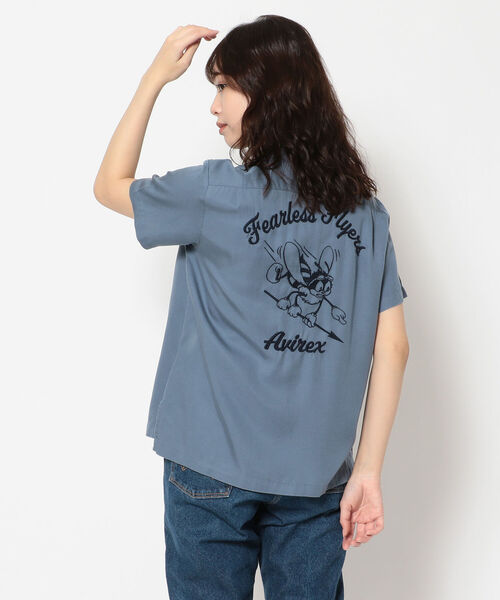 AVIREX（アヴィレックス）の「ボーリングシャツ フィアレス フライヤーズ/BOWLING SHIRT FEARLESS FLYERS/アヴィレックス/AVIREX（シャツ/ブラウス・レディース・ピンク/サンドベージュ/サックスブルー・FREE）」の3枚目の写真