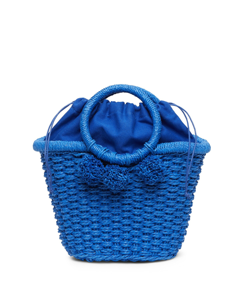 Banana Republic（バナナリパブリック）の「ポンポン ウィッカー バケットバッグ（かごバッグ・レディース・ブルー・ONE SIZE）」の4枚目の写真