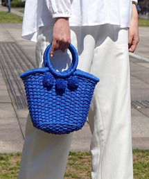 Banana Republic | ポンポン ウィッカー バケットバッグ(かごバッグ)