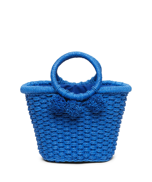Banana Republic（バナナリパブリック）の「ポンポン ウィッカー バケットバッグ（かごバッグ・レディース・ブルー・ONE SIZE）」の2枚目の写真