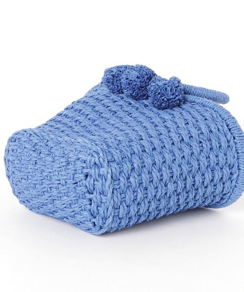 Banana Republic（バナナリパブリック）の「ポンポン ウィッカー バケットバッグ（かごバッグ・レディース・ブルー・ONE SIZE）」の7枚目の写真