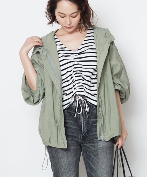 STYLEBLOCK（スタイルブロック）の「シアー素材トレンチ風マウンテンパーカー（マウンテンパーカー・レディース・ダークブルー/オリーブ/ブルー系その他・FREE）」の2枚目の写真