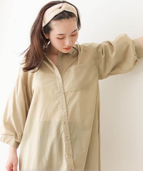 Social GIRL（ソーシャルガール）の「ボリュームスリーブシャツワンピース（シャツワンピース・レディース・ブラック/ベージュ/ブルーグリーン・M）」の9枚目の写真