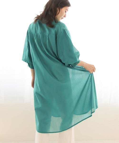 Social GIRL（ソーシャルガール）の「ボリュームスリーブシャツワンピース（シャツワンピース・レディース・ブラック/ベージュ/ブルーグリーン・M）」の4枚目の写真