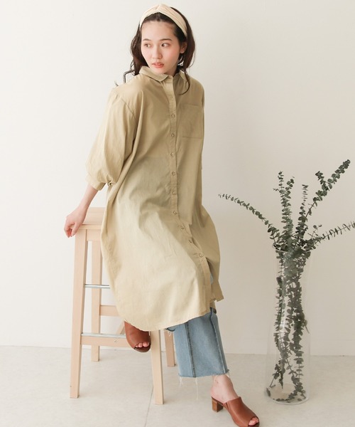 Social GIRL（ソーシャルガール）の「ボリュームスリーブシャツワンピース（シャツワンピース・レディース・ブラック/ベージュ/ブルーグリーン・M）」の20枚目の写真