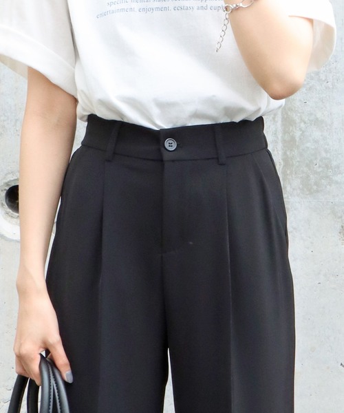 BLUEEAST（ブルーイースト）の「センタープレスタック入りテーパードパンツ（スラックス・レディース・オフホワイト/ベージュ/ブラック/サックスブルー/ピンク/モカ/オレンジ/チャコールグレー・MEDIUM/SMALL/LARGE）」の15枚目の写真