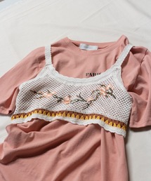 かぎ針編み花刺繍レースビスチェ