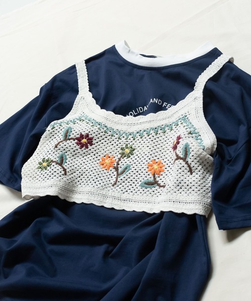 me+em select（ミームセレクト）の「かぎ針編み花刺繍レースビスチェ（ベスト・レディース・ベージュ系その他2/ホワイト系その他2/ベージュ系その他/ホワイト系その他3/ベージュ系その他3/ホワイト系その他・FREE）」の3枚目の写真