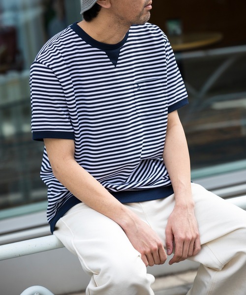 Munsingwear Grand-Slam（マンシングウェア　グランドスラム）の「ビッグ鹿の子クルーネックTシャツ（Tシャツ/カットソー・メンズ・ネイビー×ホワイト/ネイビー/ホワイト・L/M/XL/S）」の11枚目の写真