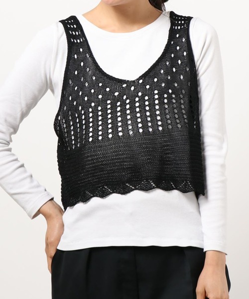 kivi(キヴィ)の「かぎ針ニットビスチェ(ニット/セーター・レディース・ブラック/ベージュ/ダークオレンジ・FREE)」の9枚目の写真