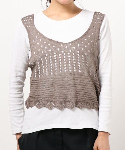 kivi(キヴィ)の「かぎ針ニットビスチェ(ニット/セーター・レディース・ブラック/ベージュ/ダークオレンジ・FREE)」の10枚目の写真