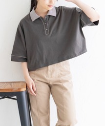 Mysa&Liina | パイピング衿配色ショートポロシャツ(Tシャツ/カットソー)