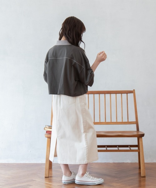 Mysa&Liina（ミーサリーナ）の「パイピング衿配色ショートポロシャツ（Tシャツ/カットソー・レディース・キナリ/チャコールグレー・M）」の11枚目の写真