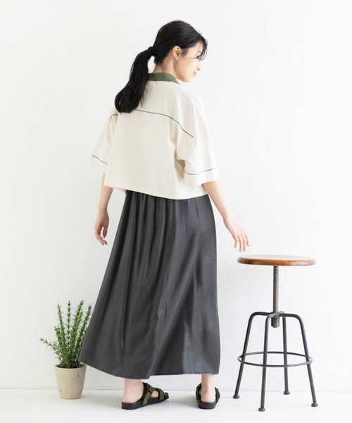 Mysa&Liina（ミーサリーナ）の「パイピング衿配色ショートポロシャツ（Tシャツ/カットソー・レディース・キナリ/チャコールグレー・M）」の16枚目の写真