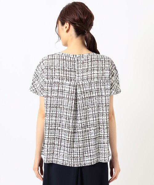 J.PRESS(ジェイプレス)の「【洗える】ポリエステル デシンチェック柄プリント ブラウス(シャツ/ブラウス・レディース・ホワイト系5/サックスブルー系5・11/9)」の8枚目の写真