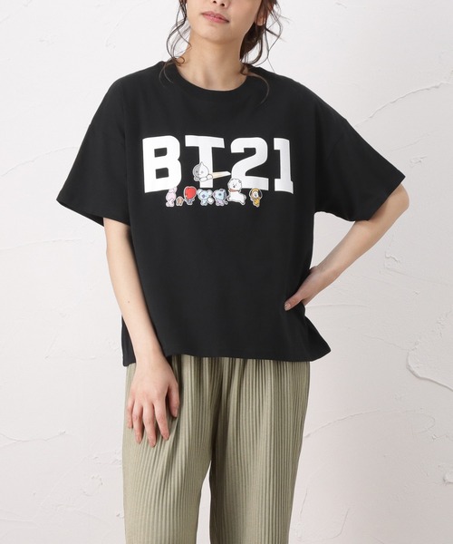 BT21（ビーティーイシビル）の「プリントTシャツ（Tシャツ/カットソー・レディース・ブラック/ホワイト×ブラック・フリー）」の2枚目の写真
