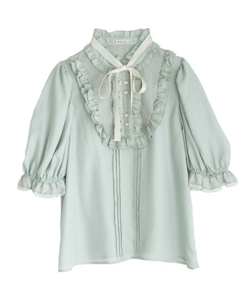 axes femme(アクシーズファム)の「ヨークレースドットドビーBL(シャツ/ブラウス・レディース・ブラック/キナリ/グリーン・MEDIUM)」の3枚目の写真