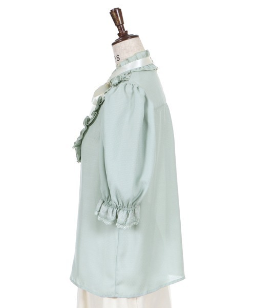 axes femme(アクシーズファム)の「ヨークレースドットドビーBL(シャツ/ブラウス・レディース・ブラック/キナリ/グリーン・MEDIUM)」の11枚目の写真