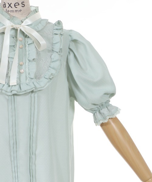 axes femme(アクシーズファム)の「ヨークレースドットドビーBL(シャツ/ブラウス・レディース・ブラック/キナリ/グリーン・MEDIUM)」の19枚目の写真