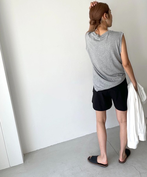 CANAL JEAN（キャナルジーン）の「RCW BLUE LABEL(ブルーレーベル) ドローストリングショートパンツ（その他パンツ・レディース・ブラック/ベージュ/グリーン・38）」の6枚目の写真