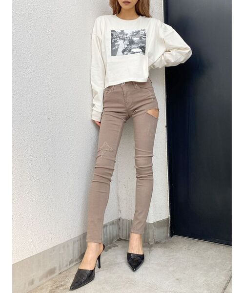 GYDA(ジェイダ)の「LA it girlショート ロンT(Tシャツ/カットソー・レディース・オフホワイト/ブラック/ピンク・FREE)」の7枚目の写真