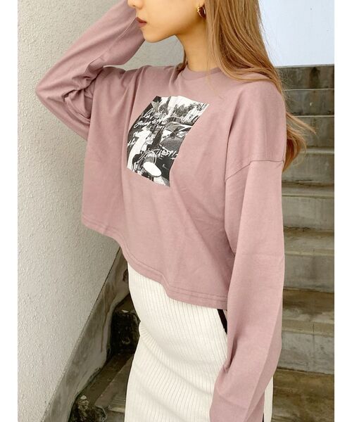 GYDA(ジェイダ)の「LA it girlショート ロンT(Tシャツ/カットソー・レディース・オフホワイト/ブラック/ピンク・FREE)」の19枚目の写真