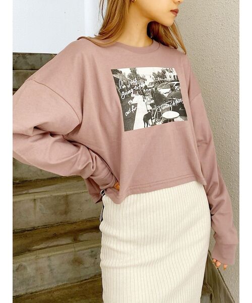 GYDA(ジェイダ)の「LA it girlショート ロンT(Tシャツ/カットソー・レディース・オフホワイト/ブラック/ピンク・FREE)」の21枚目の写真