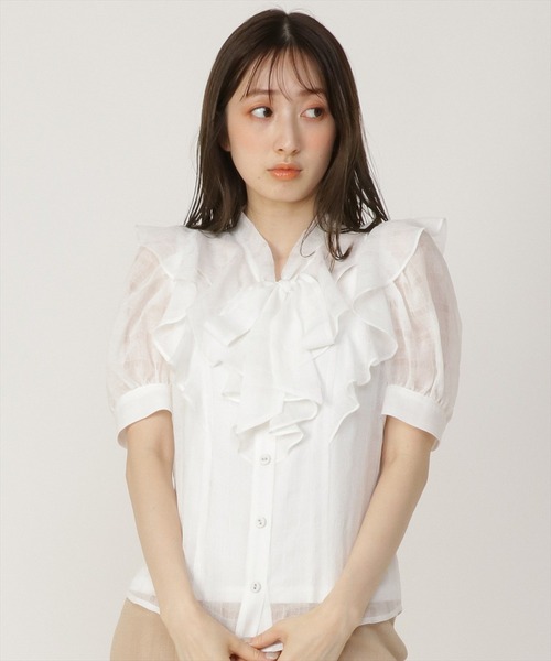 REDYAZEL（レディアゼル）の「シャドーチェックボウタイブラウス（シャツ/ブラウス・レディース・ブラック/オフホワイト/ボルドー・SMALL/MEDIUM）」の5枚目の写真