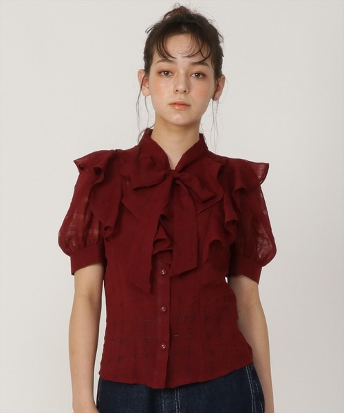 REDYAZEL（レディアゼル）の「シャドーチェックボウタイブラウス（シャツ/ブラウス・レディース・ブラック/オフホワイト/ボルドー・SMALL/MEDIUM）」の12枚目の写真