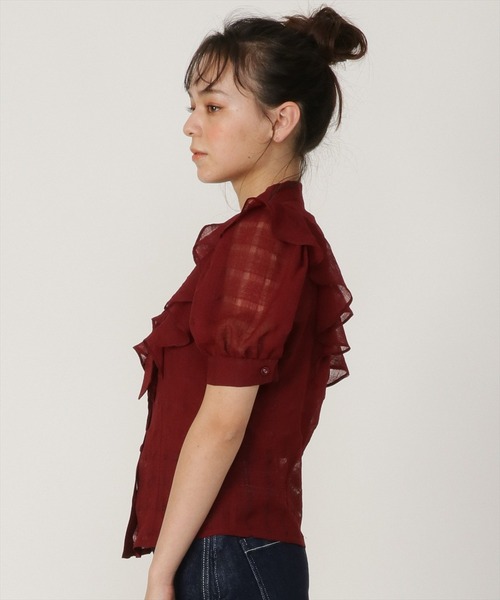 REDYAZEL（レディアゼル）の「シャドーチェックボウタイブラウス（シャツ/ブラウス・レディース・ブラック/オフホワイト/ボルドー・SMALL/MEDIUM）」の13枚目の写真