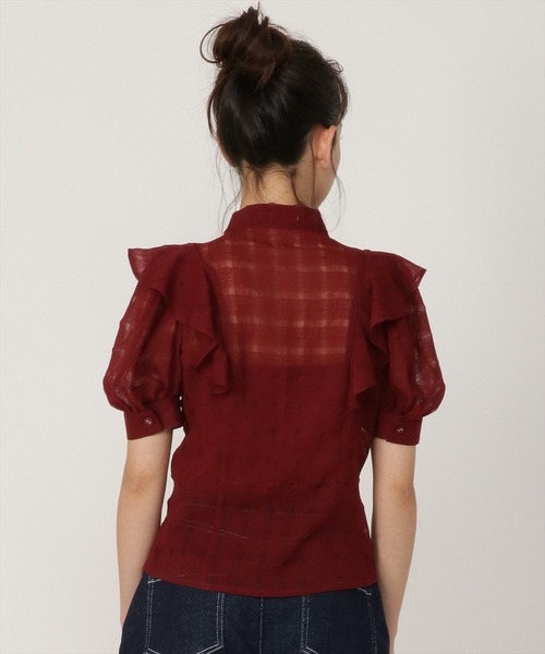 REDYAZEL（レディアゼル）の「シャドーチェックボウタイブラウス（シャツ/ブラウス・レディース・ブラック/オフホワイト/ボルドー・SMALL/MEDIUM）」の14枚目の写真