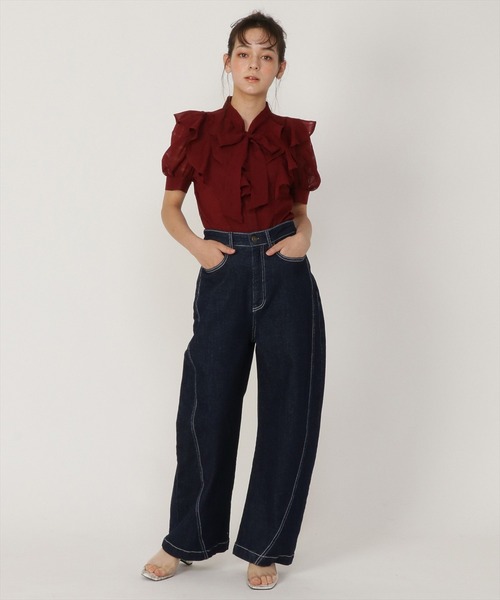 REDYAZEL（レディアゼル）の「シャドーチェックボウタイブラウス（シャツ/ブラウス・レディース・ブラック/オフホワイト/ボルドー・SMALL/MEDIUM）」の15枚目の写真