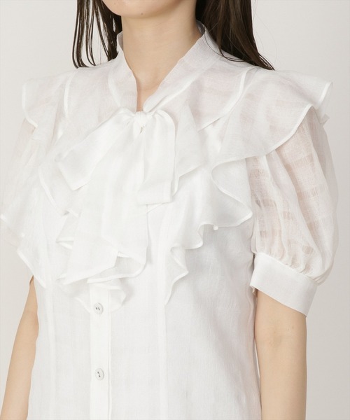 REDYAZEL（レディアゼル）の「シャドーチェックボウタイブラウス（シャツ/ブラウス・レディース・ブラック/オフホワイト/ボルドー・SMALL/MEDIUM）」の9枚目の写真