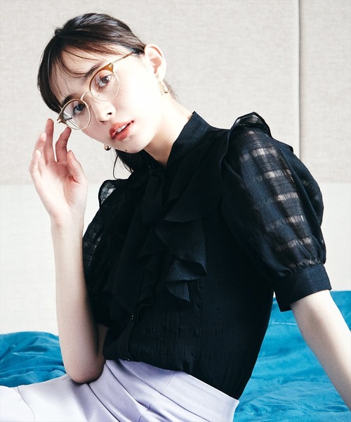 REDYAZEL（レディアゼル）の「シャドーチェックボウタイブラウス（シャツ/ブラウス・レディース・ブラック/オフホワイト/ボルドー・SMALL/MEDIUM）」の20枚目の写真