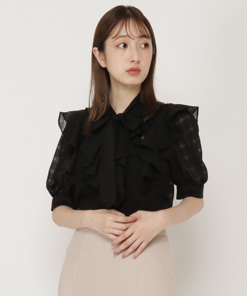 REDYAZEL（レディアゼル）の「シャドーチェックボウタイブラウス（シャツ/ブラウス・レディース・ブラック/オフホワイト/ボルドー・SMALL/MEDIUM）」の22枚目の写真