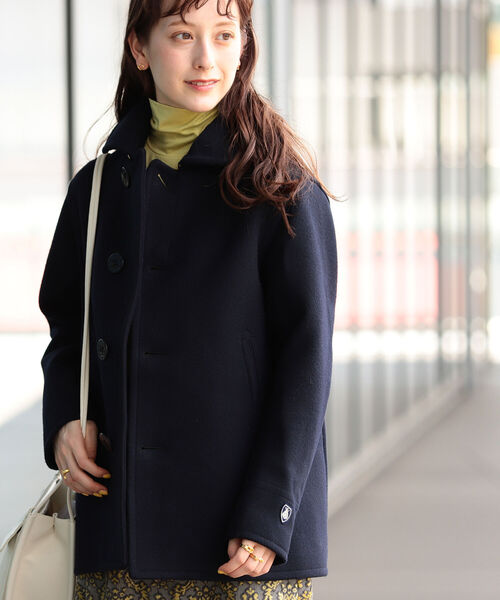 Ray BEAMS（レイビームス）の「ORCIVAL / メルトン フード ジャケット（ピーコート・レディース・ベージュ/ネイビー・1/2）」の3枚目の写真