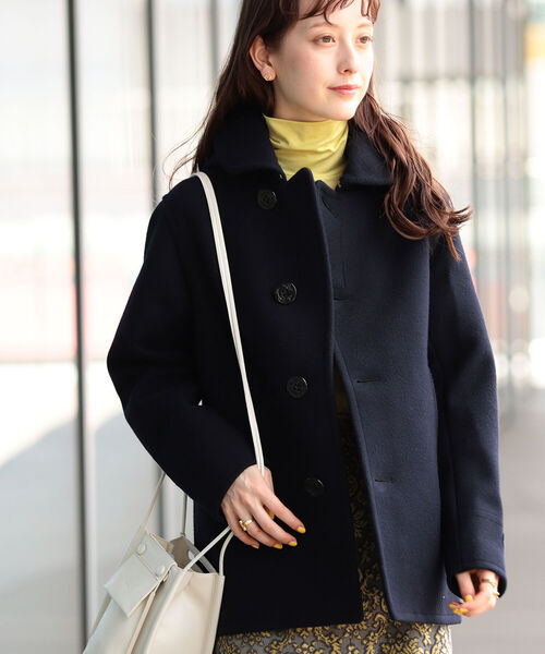 Ray BEAMS（レイビームス）の「ORCIVAL / メルトン フード ジャケット（ピーコート・レディース・ベージュ/ネイビー・1/2）」の12枚目の写真