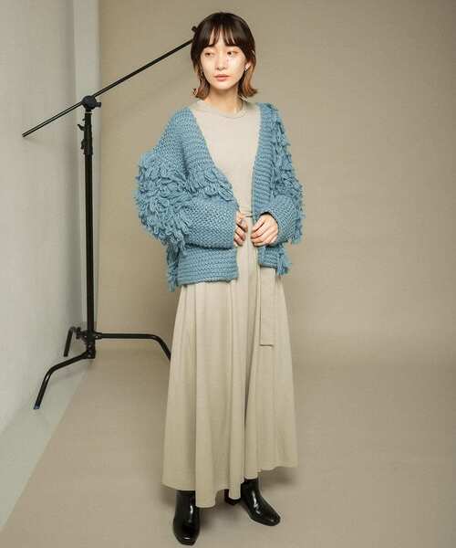 KBF（ケイビーエフ）の「パッチワークループニットカーディガン（カーディガン/ボレロ・レディース・ブルー/ベージュ系その他/アイボリー・ONE）」の12枚目の写真