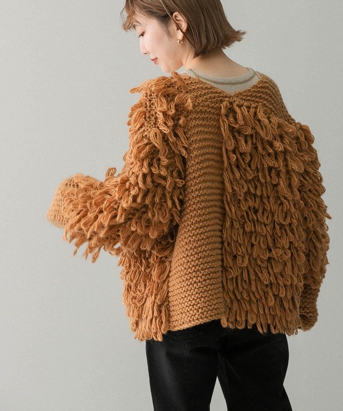 KBF（ケイビーエフ）の「パッチワークループニットカーディガン（カーディガン/ボレロ・レディース・ブルー/ベージュ系その他/アイボリー・ONE）」の21枚目の写真