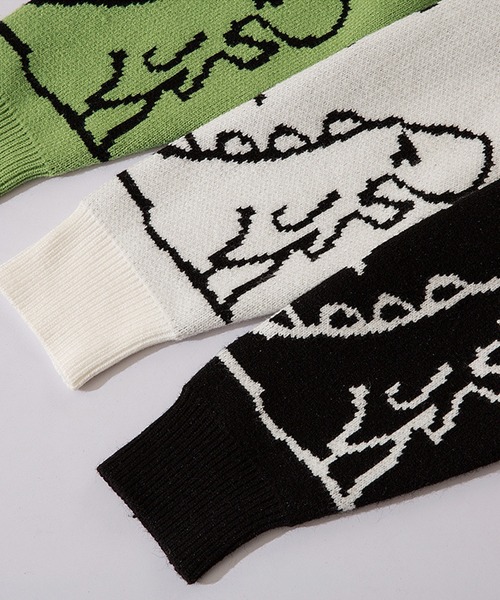 HOOK（フック）の「【HOOK】落書き恐竜イラスト カーディガン（カーディガン/ボレロ・メンズ・グリーン/ブラック/ホワイト/パープル/ライトグレー/ネイビー/ダークベージュ/ライトブルー・XL/L/M/XXL）」の17枚目の写真