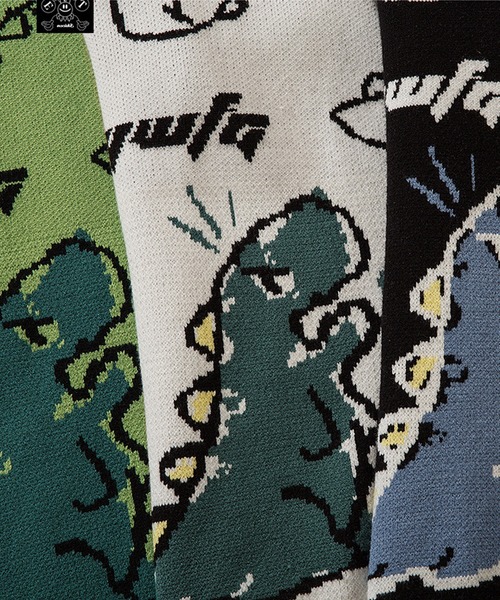 HOOK（フック）の「【HOOK】落書き恐竜イラスト カーディガン（カーディガン/ボレロ・メンズ・グリーン/ブラック/ホワイト/パープル/ライトグレー/ネイビー/ダークベージュ/ライトブルー・XL/L/M/XXL）」の19枚目の写真