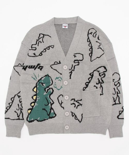 HOOK（フック）の「【HOOK】落書き恐竜イラスト カーディガン（カーディガン/ボレロ・メンズ・グリーン/ブラック/ホワイト/パープル/ライトグレー/ネイビー/ダークベージュ/ライトブルー・XL/L/M/XXL）」の21枚目の写真