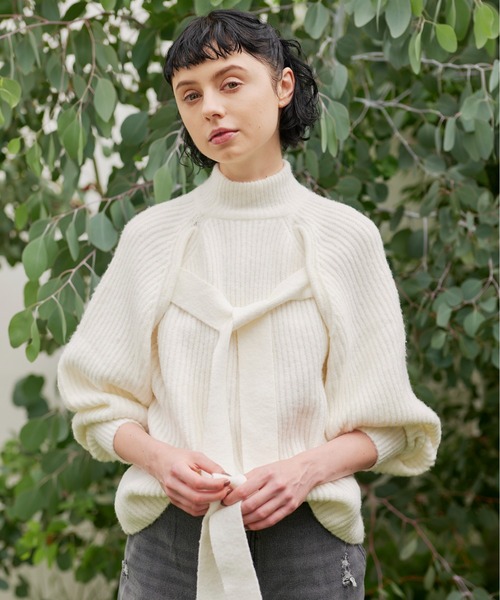 KOH.style（コースタイル）の「ボリュームスリーブ2wayニット（ニット/セーター・レディース・オフホワイト/グリーン/ラベンダー・FREE）」の6枚目の写真