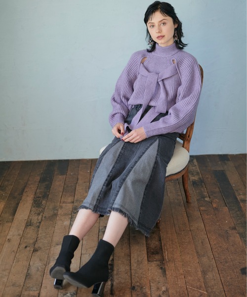 KOH.style（コースタイル）の「ボリュームスリーブ2wayニット（ニット/セーター・レディース・オフホワイト/グリーン/ラベンダー・FREE）」の18枚目の写真