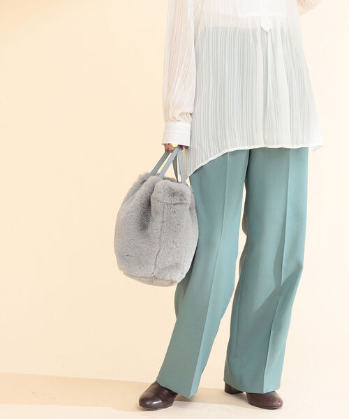 Ray BEAMS（レイビームス）の「Ray BEAMS / サージ ワイド ストレート パンツ（その他パンツ・レディース・ダークブラウン/グリーン系その他3・1/0）」の12枚目の写真