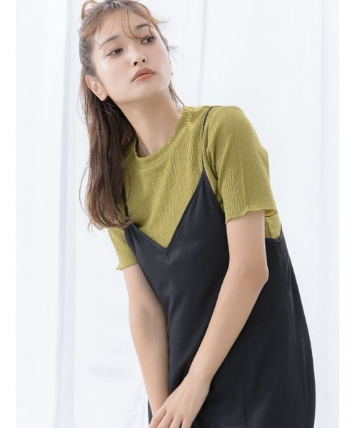 fifth(フィフス)の「クリンクル半袖ベーシックトップス(Tシャツ/カットソー・レディース・ブラック/ベージュ/グリーン・MEDIUM)」の3枚目の写真