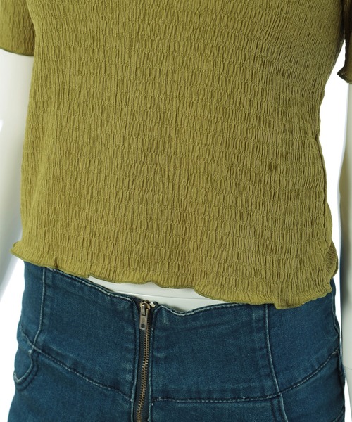 fifth(フィフス)の「クリンクル半袖ベーシックトップス(Tシャツ/カットソー・レディース・ブラック/ベージュ/グリーン・MEDIUM)」の4枚目の写真