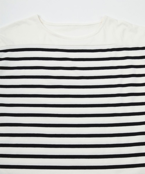 miette（ミエット）の「ﾎﾞﾀﾝｽﾘｰﾌﾞﾎﾞｰﾀﾞｰﾛﾝT（Tシャツ/カットソー・レディース・ブラック×ホワイト・FREE）」の8枚目の写真