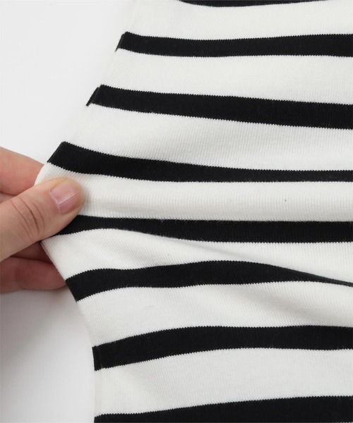 miette（ミエット）の「ﾎﾞﾀﾝｽﾘｰﾌﾞﾎﾞｰﾀﾞｰﾛﾝT（Tシャツ/カットソー・レディース・ブラック×ホワイト・FREE）」の12枚目の写真