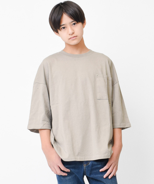 RAT EFFECT(ラットエフェクト)の「ポケット付きスーパービッグハーフスリーブTシャツ(Tシャツ/カットソー・キッズ・グリーン/グレー/チャコールグレー/ブラック/ライトブルー・120/130/140/150/160)」の3枚目の写真